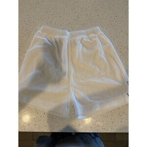 Ativa Shorts Elastic Waist White M 76% Cotton Pull On Flat Front Women's